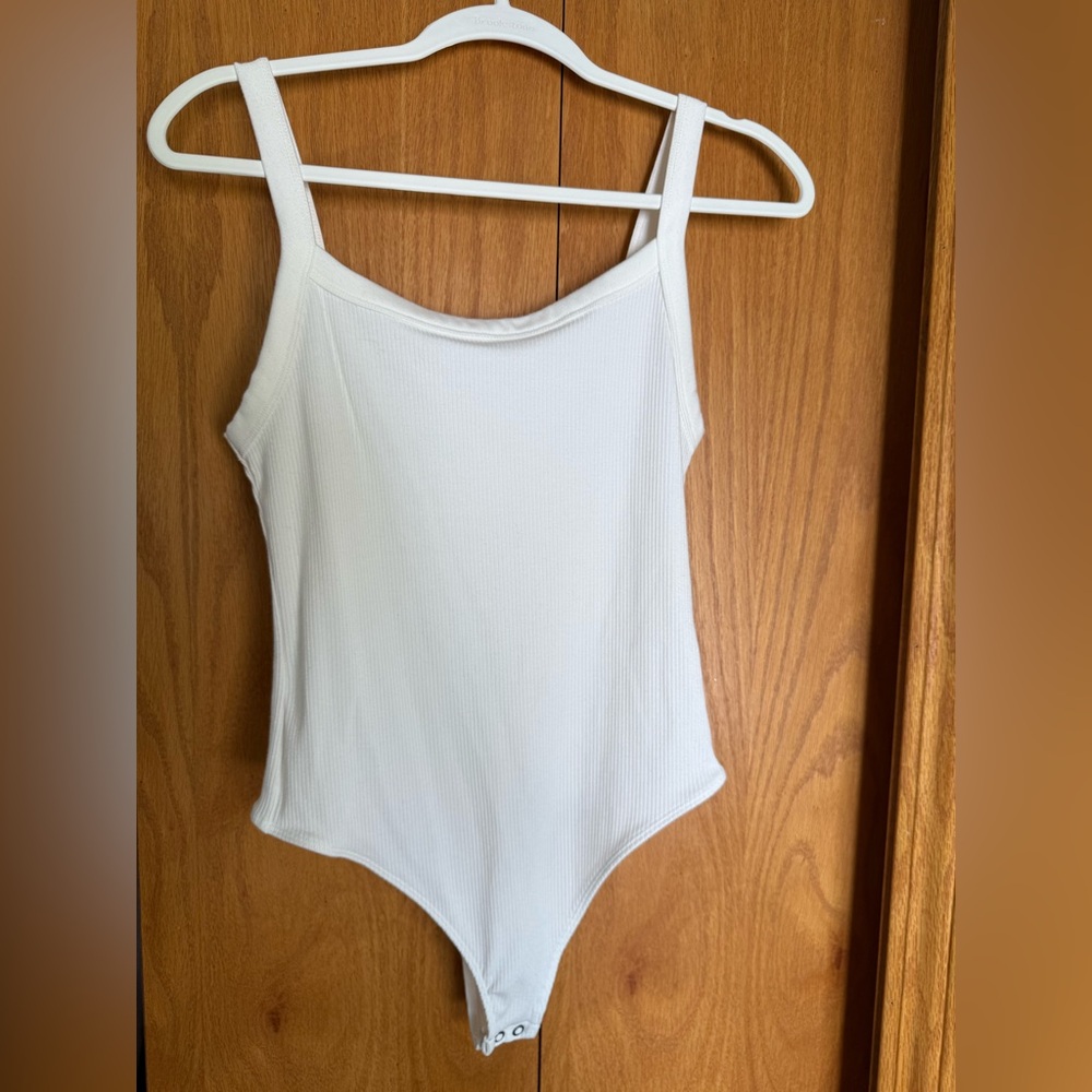 LIGHTLY USED: American Eagle Classic White Ribbed One-Piece Bodysuit